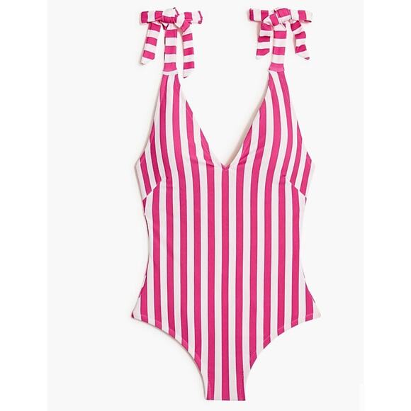 J. Crew Factory Other - NEW J.Crew Factory Striped tie-shoulder swimsuit in Pink & White